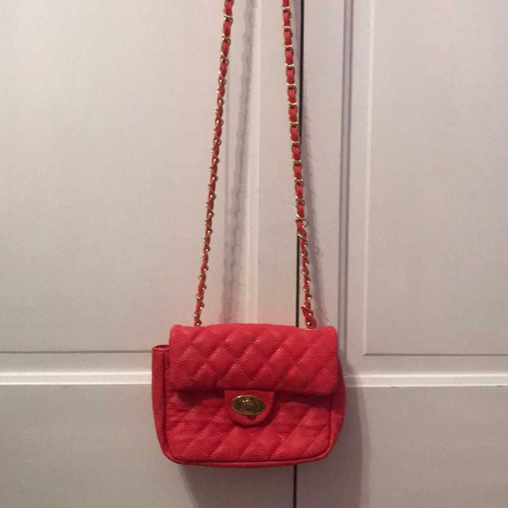 Coral Quilted Cross Body Bag